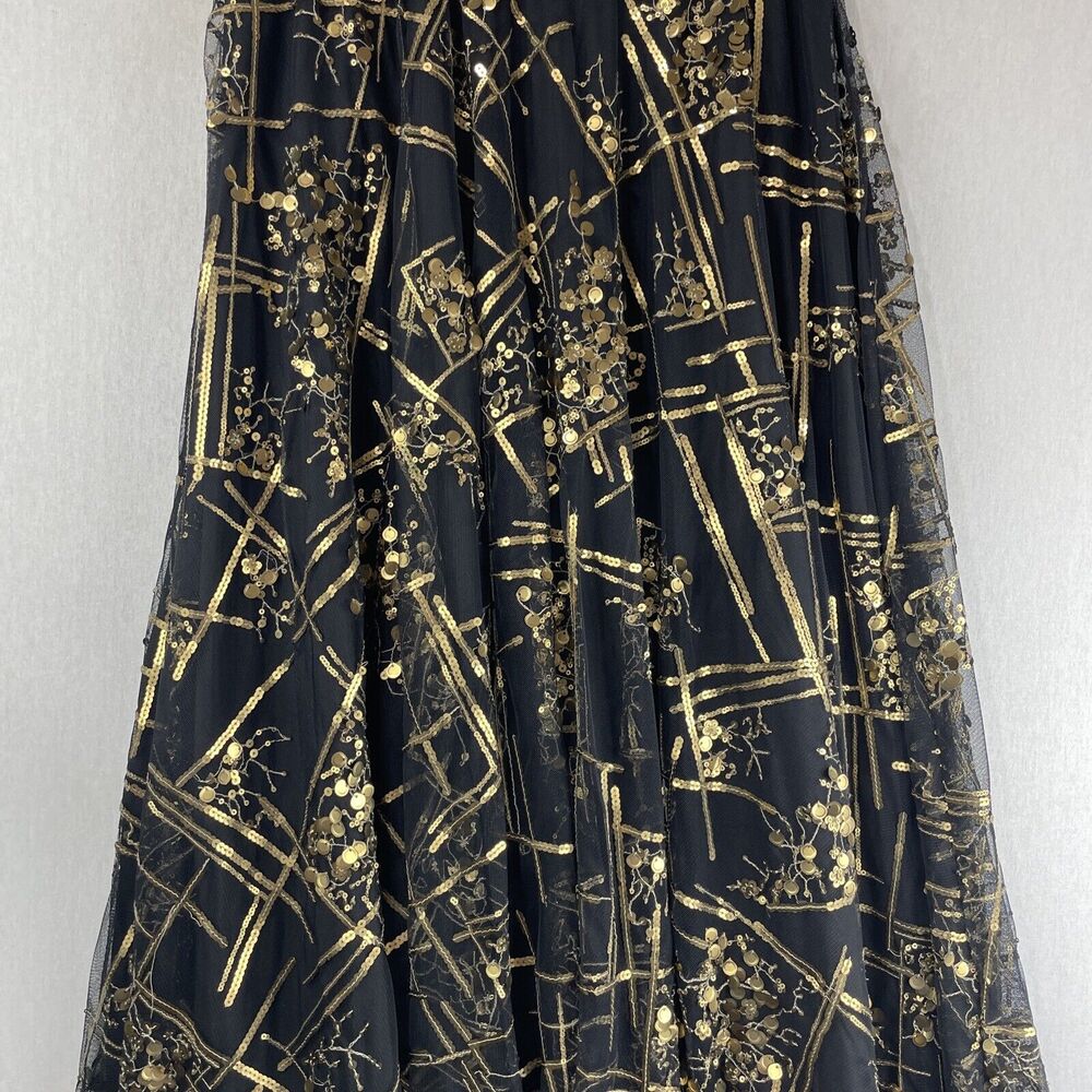 Making The Cut Sequin Maxi Skirt Size Small Black Gold Witch Gypsy Lolita NWT - Picture 2 of 16